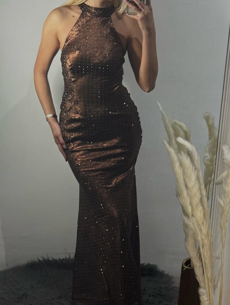 Duga halter haljina sa šlagerima